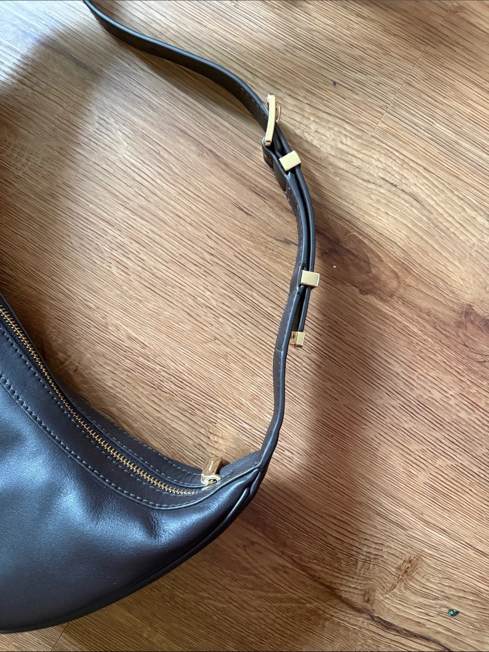Michael Kors Brown Crescent Shoulder Bag with Gold Hardware